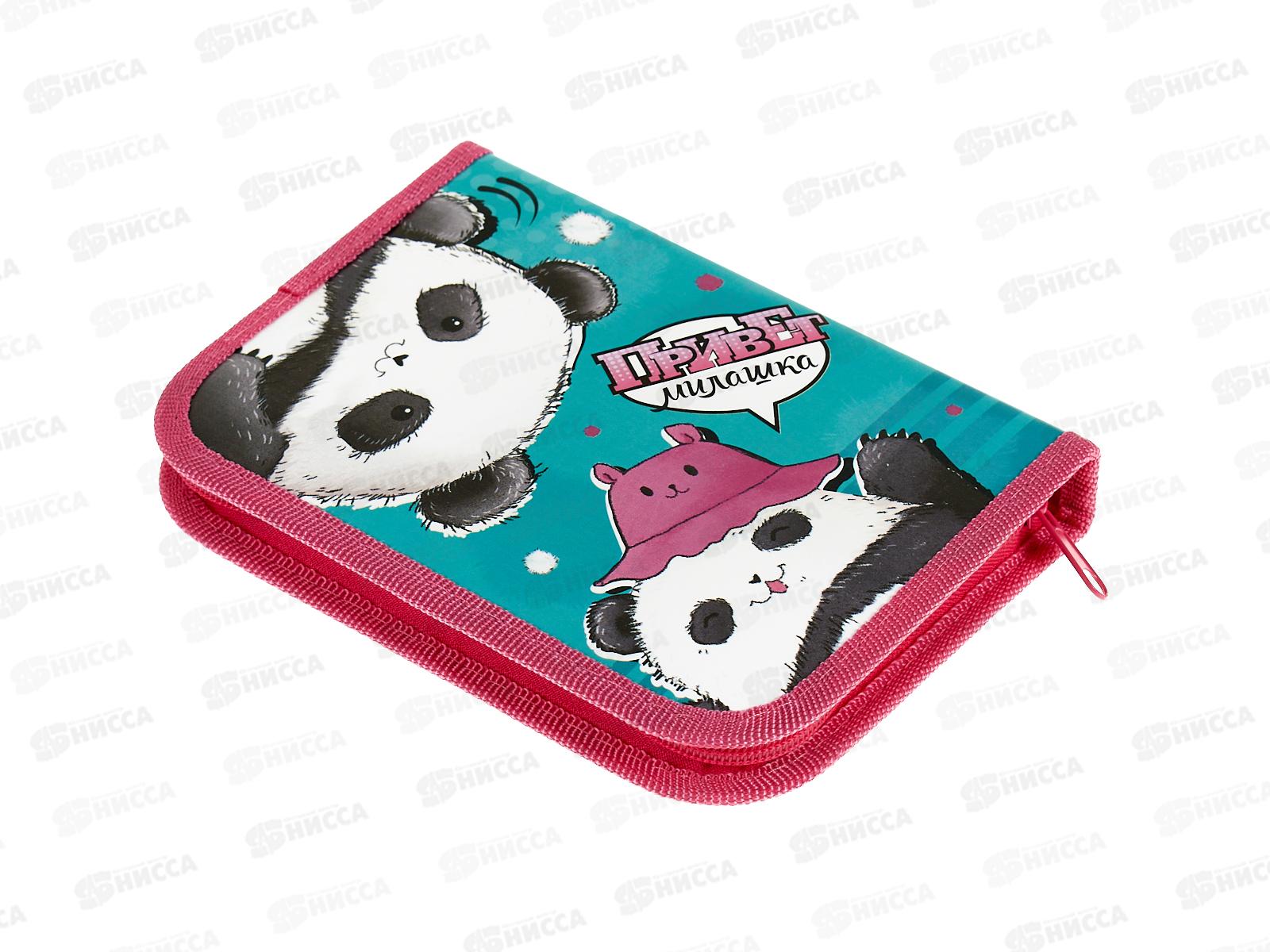 Пенал Hatber 19*13 Плюшевые панды 1 отд, молн.,44050 *12