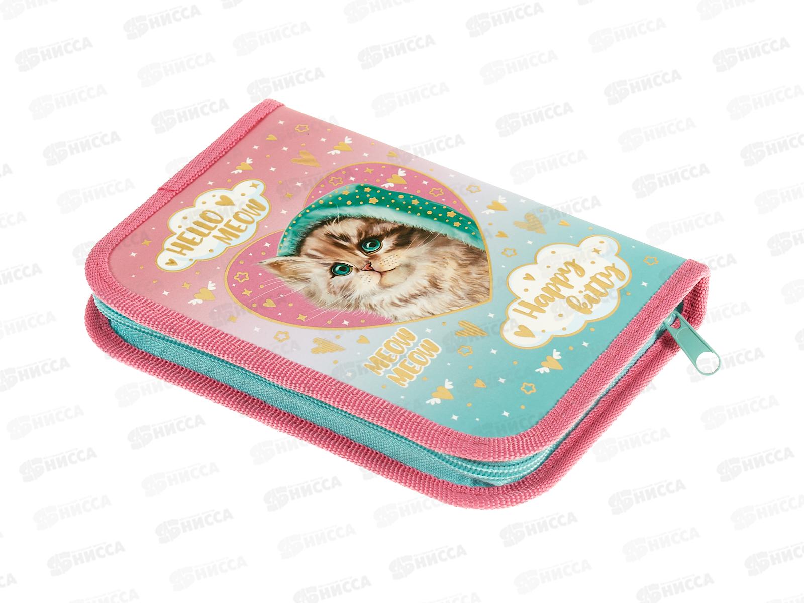 Пенал Hatber 19*13 Милый котик 1 отд, молн.46057 *12