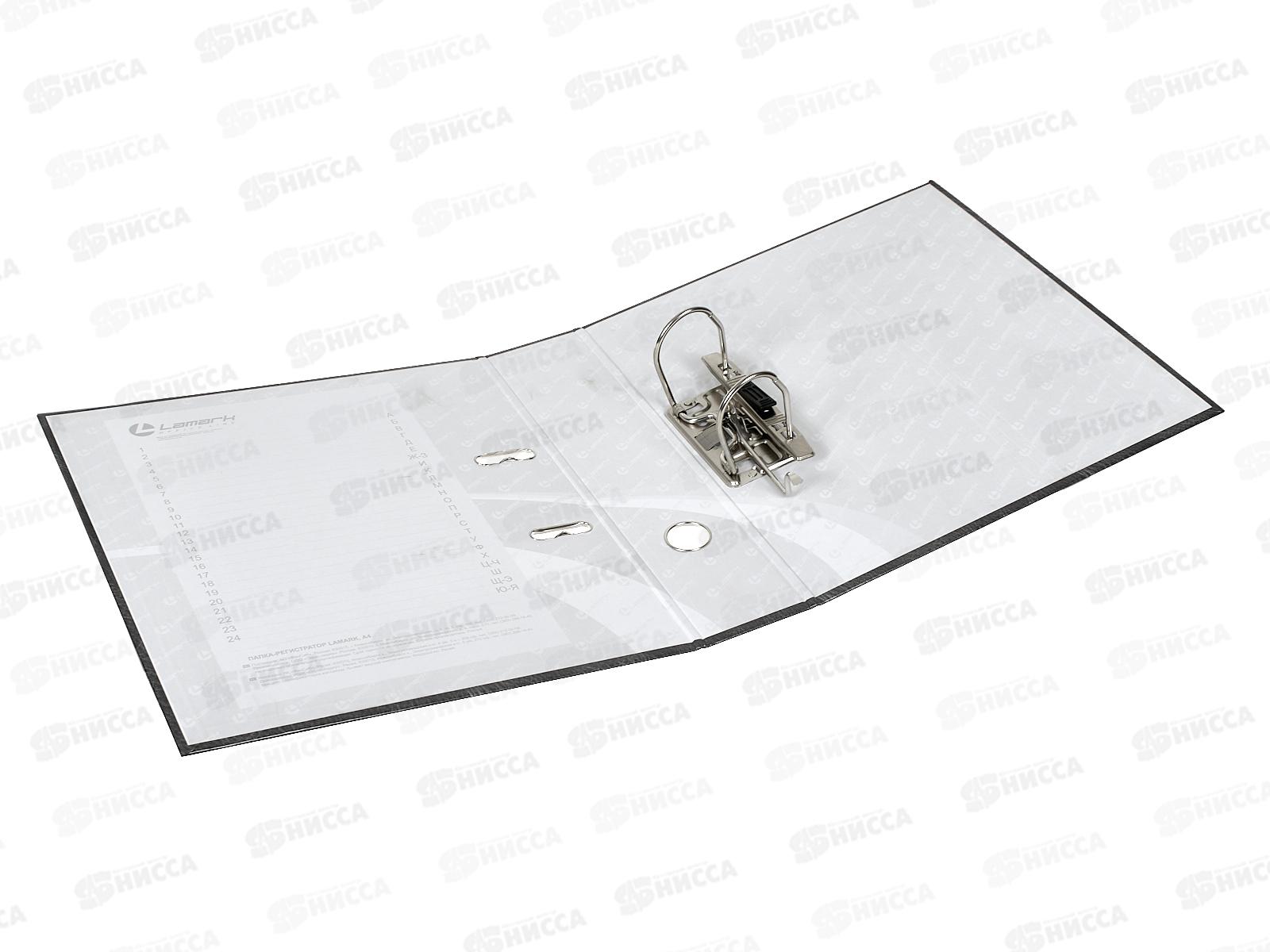 Регистратор А4 75мм LAMARK черный &quotКожа&quotсобр., 802 *30