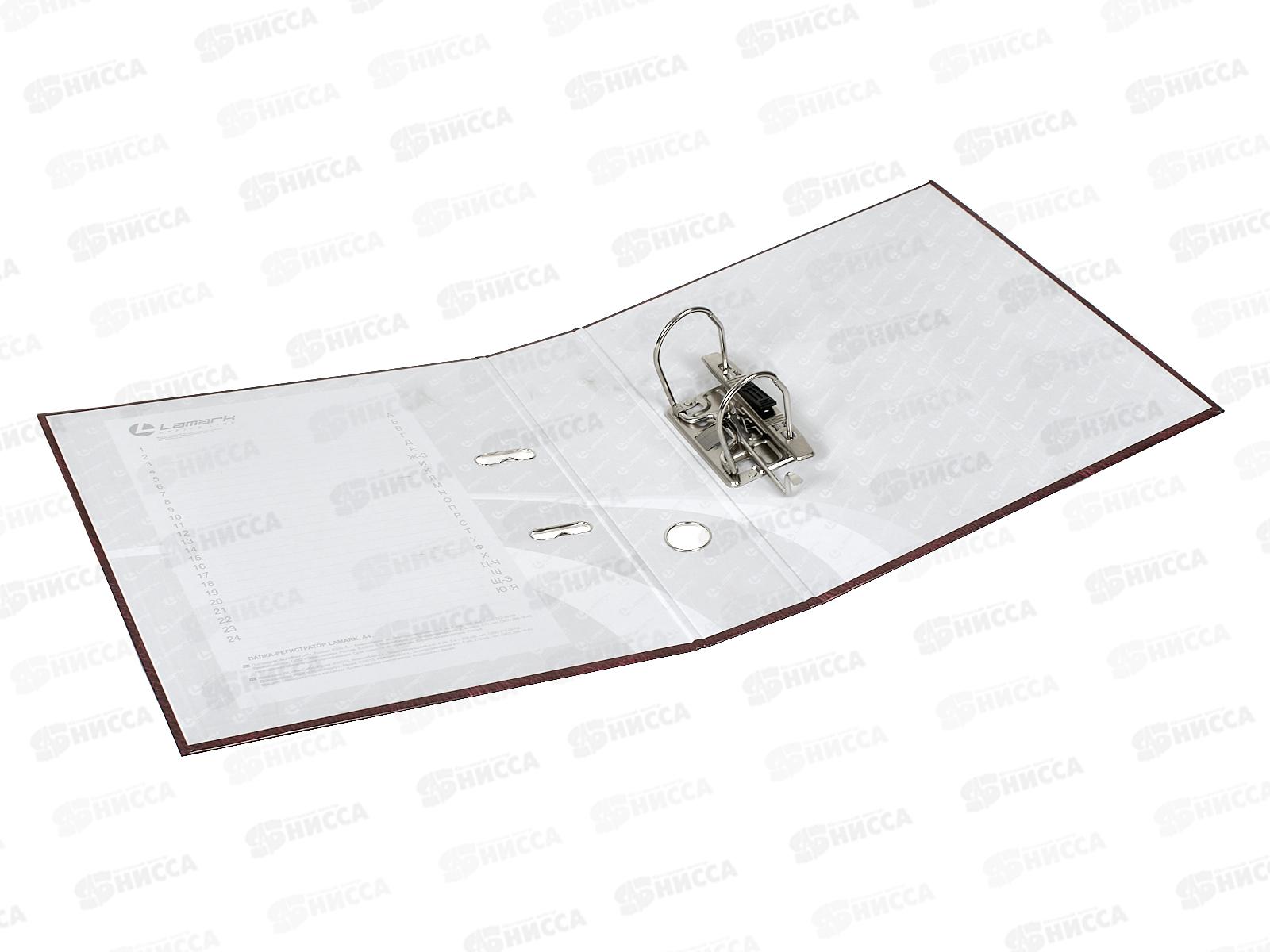 Регистратор А4 75мм LAMARK бордовый &quotКожа&quot собр., 802 *30