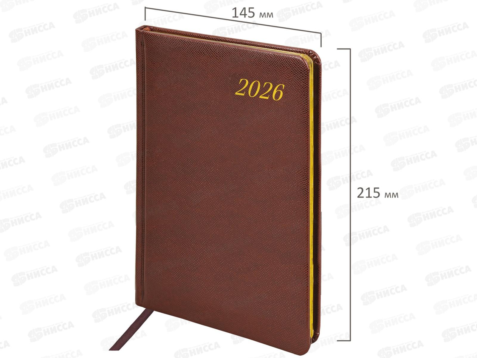 Еженедельник BRAU 2026 А5,Iguana п/кож,коричневый.,117169 *12