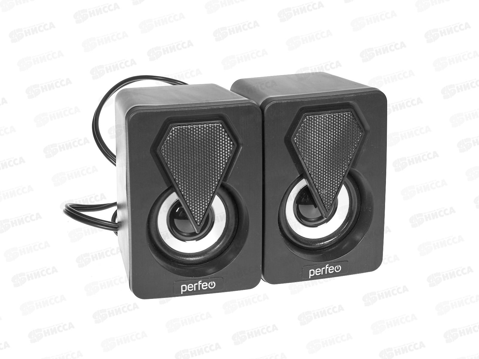 Колонки Perfeo 2.0 Shine, 2*3Вт, USB черный, подсветка 7цв., PF_A4438