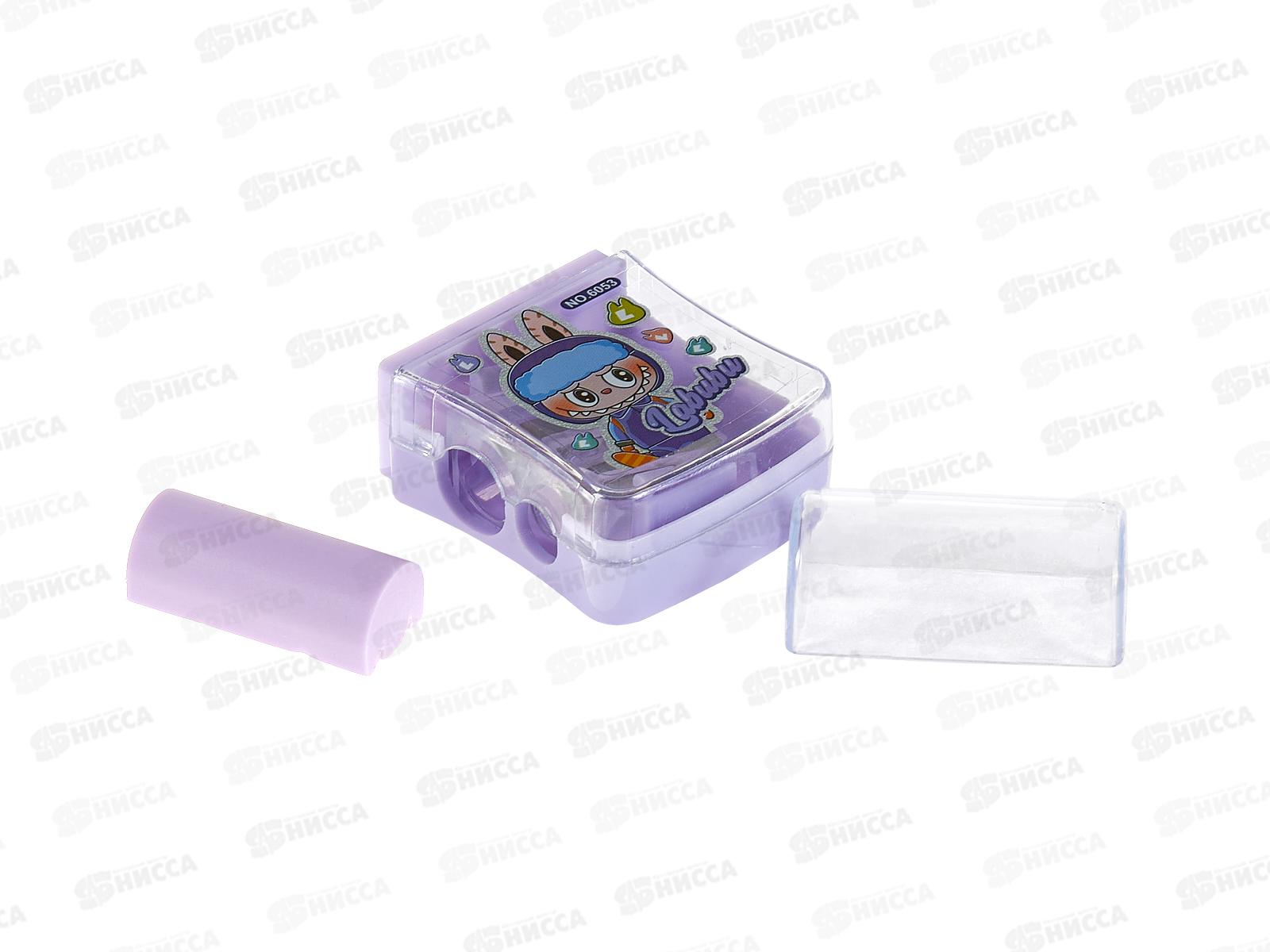 Точилка MAZARI Зубастик, 2 отверст., ластик, 4 цвета асс., M-3034 *24