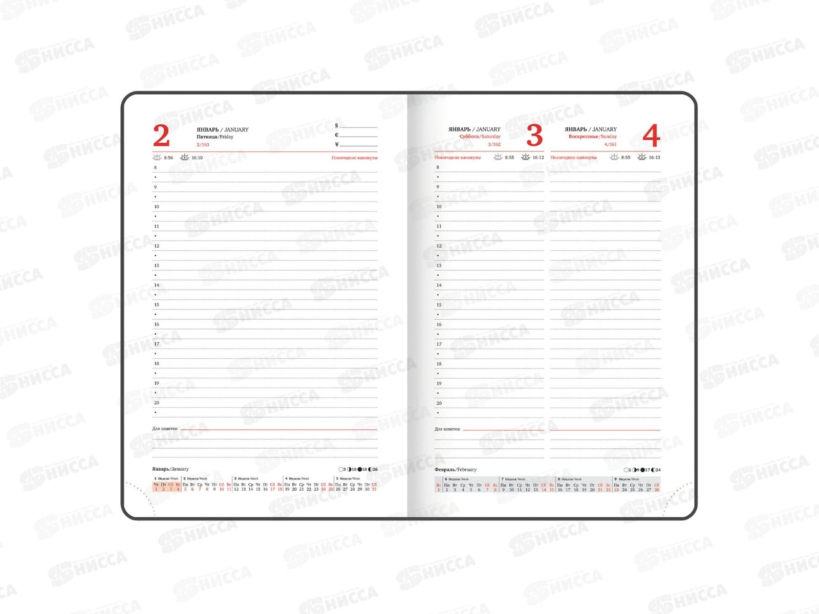 Ежедневник BRAU 2026 А5,Rainbow, под кожу, черный 117079 *10