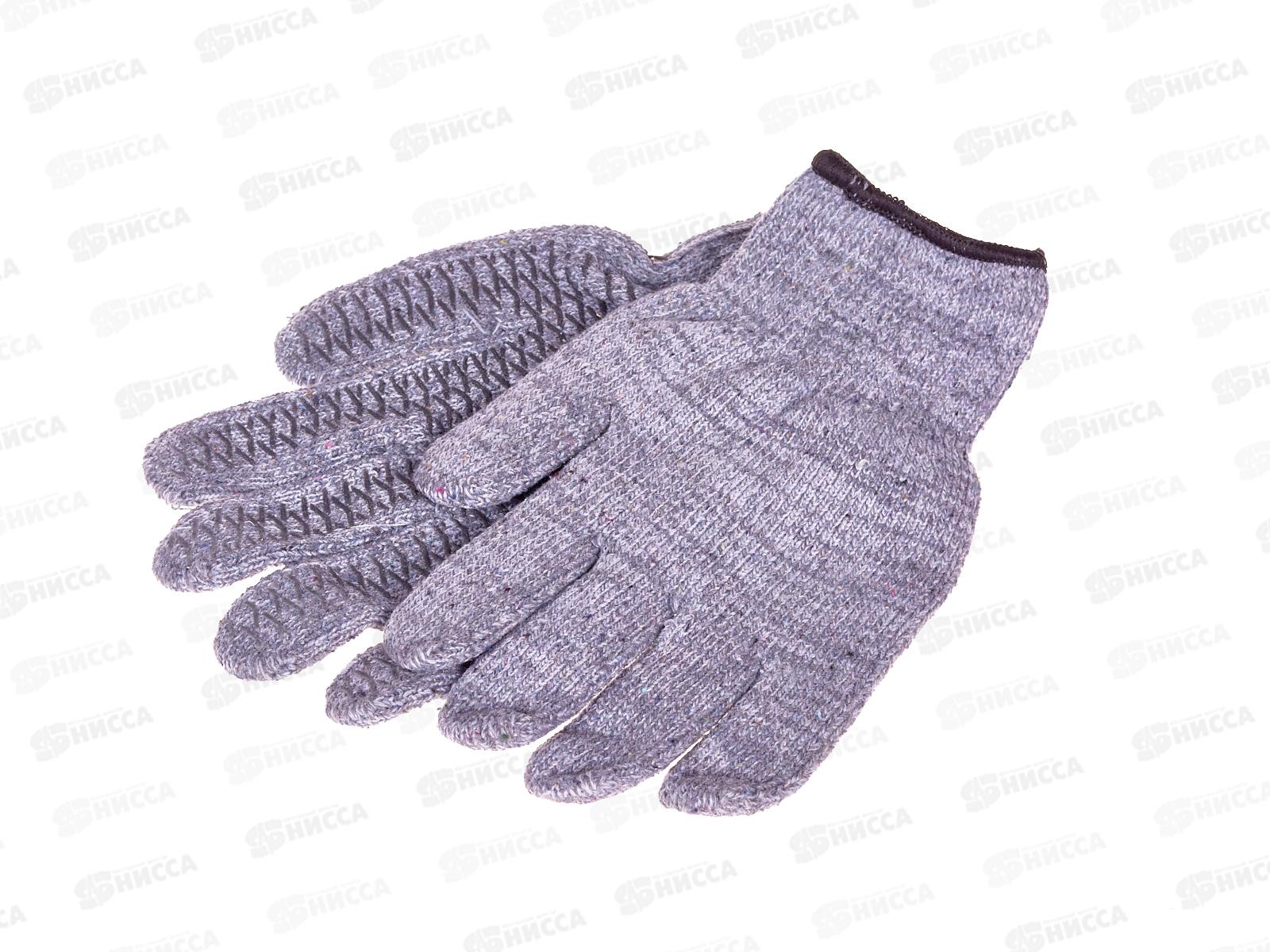 Перчатки трикотажные Плюш серые с ПВХ утепленные *5/200