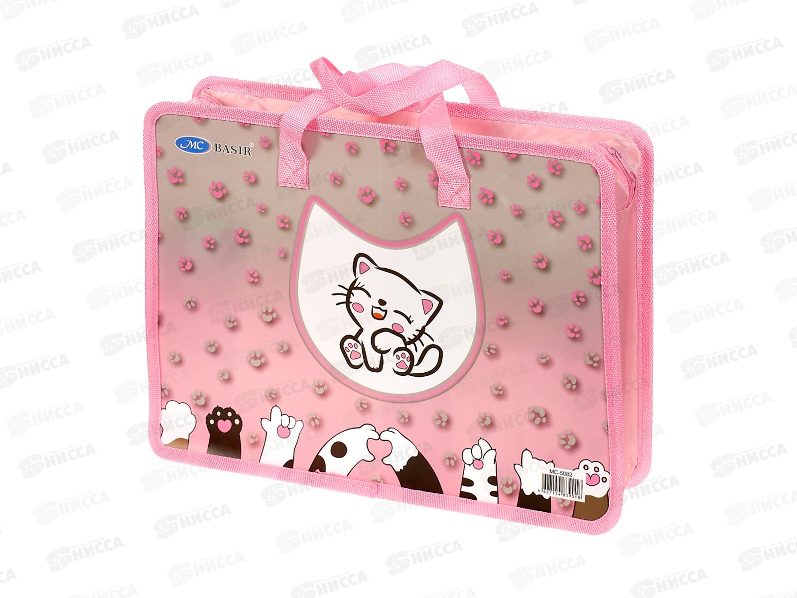 Папка пл. Basir Лапки, А4,молния, ручки МС-5082-5  *12