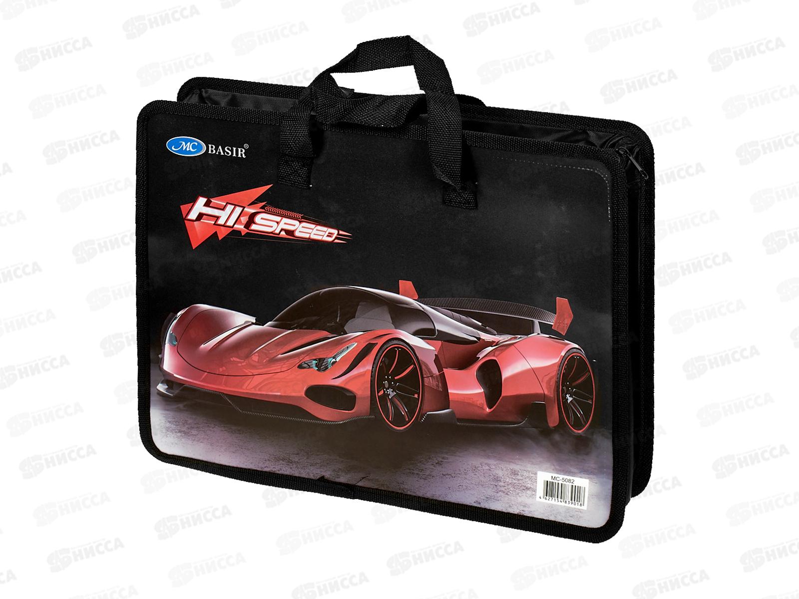 Папка пл. Basir Машина, А4,молния, ручки МС-5082-1  *12