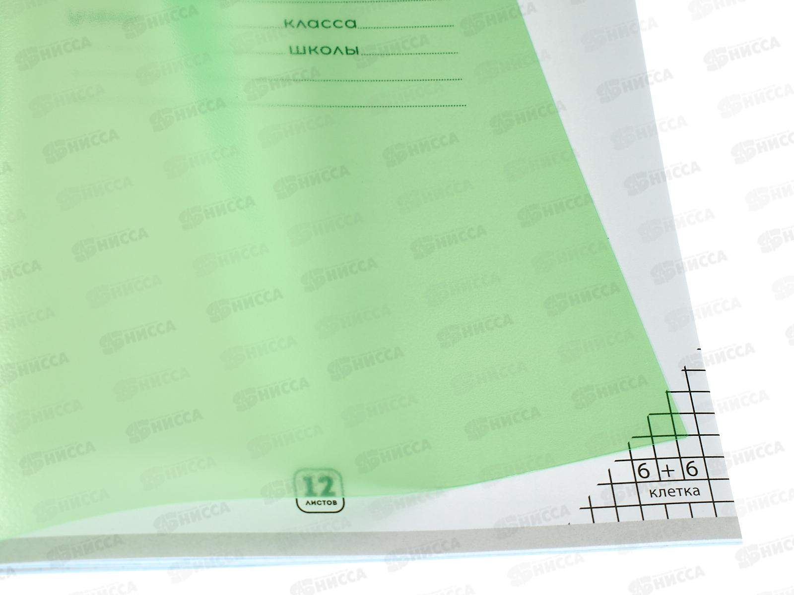 Тетрадь 12л клетка ПП Неон GREEN, цветн.пласт.облож, 12-1344 *240