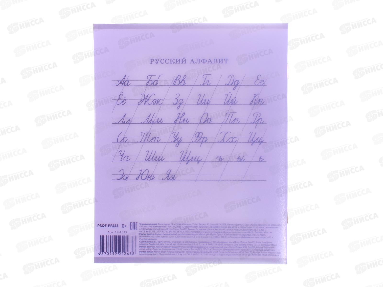 Тетрадь 12л косая линия ПП Пастель VIOLET, цвет.пласт.обл, 12-1333 *240