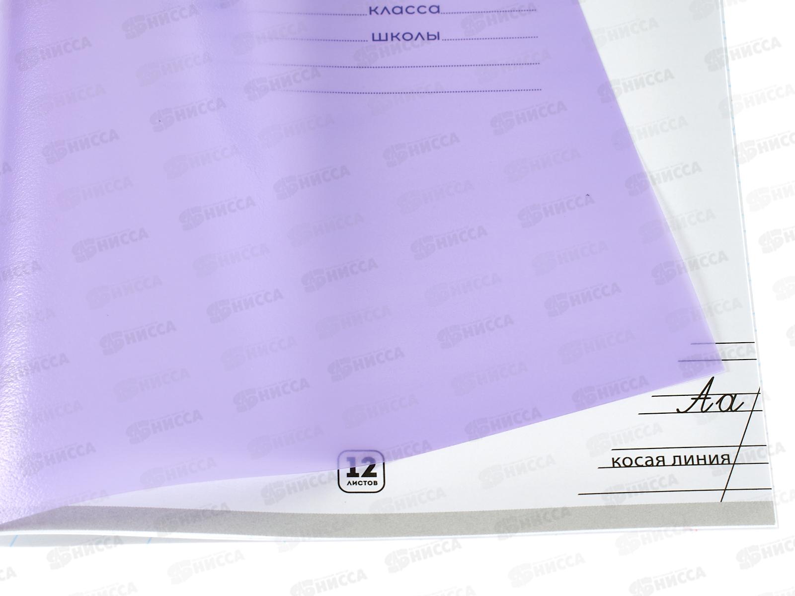 Тетрадь 12л косая линия ПП Пастель VIOLET, цвет.пласт.обл, 12-1333 *240