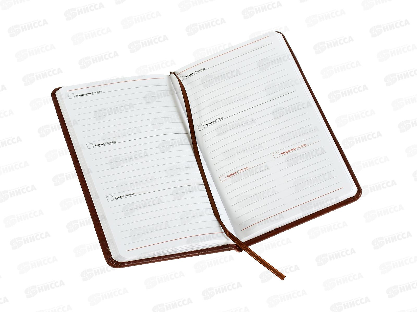 Еженедельник Qredo &quotNebraska&quot А6, 64л, недатир., кожзам, коричн., 15-6922