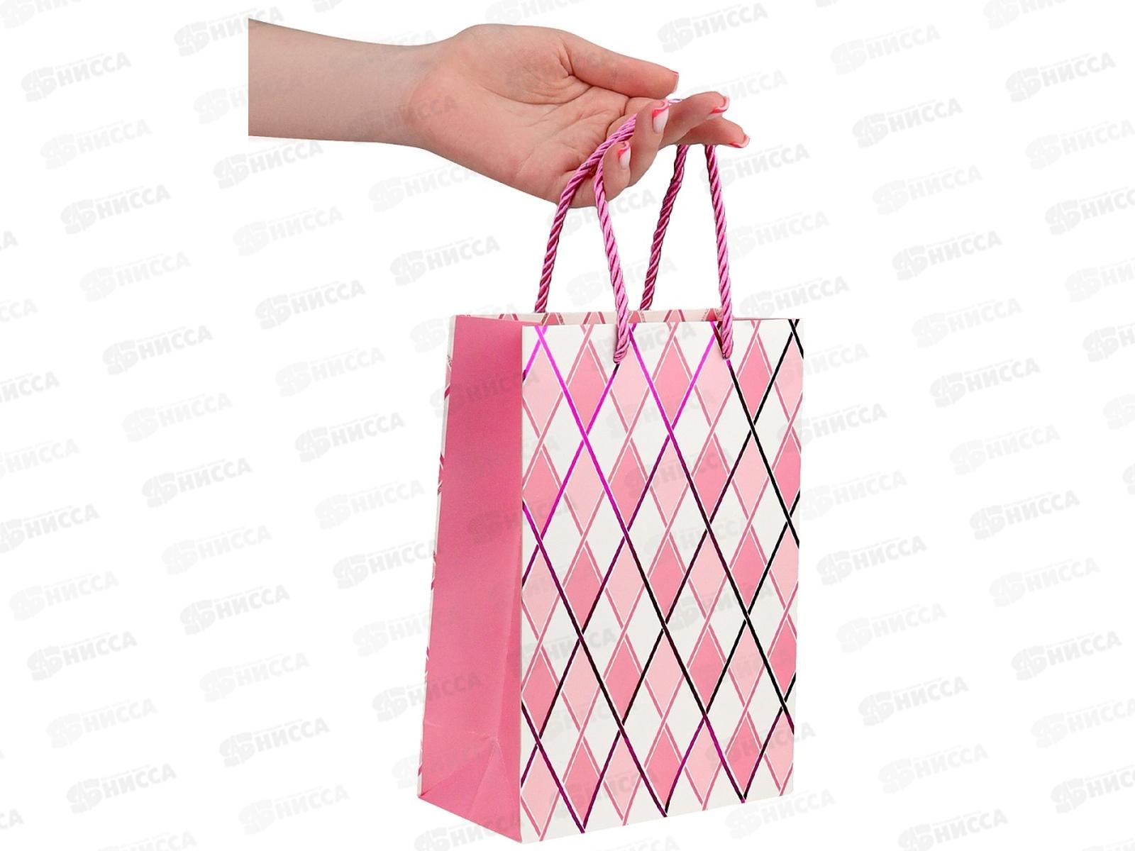 Пакет подарочный MI 18х24х8,5см Розовые полосы, ППК-2569 *12