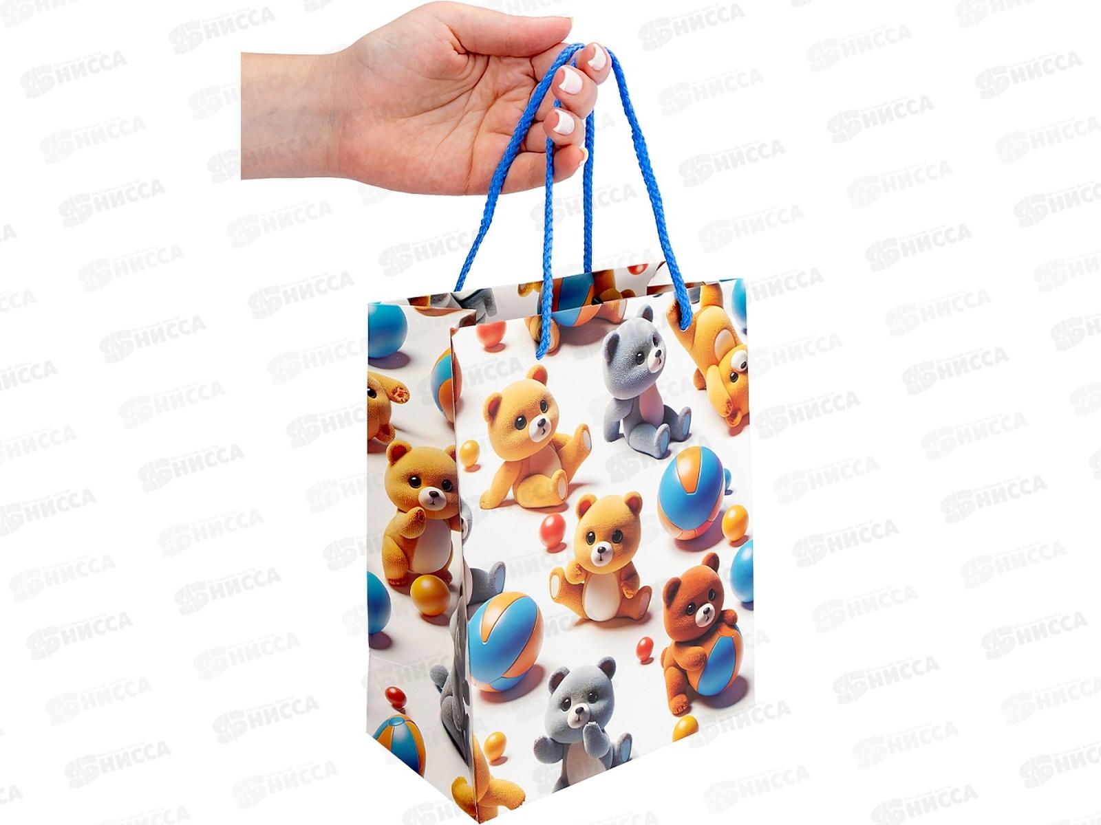 Пакет подарочный MI 18х23х10см Медведи с мячами, ППК-7574  *12