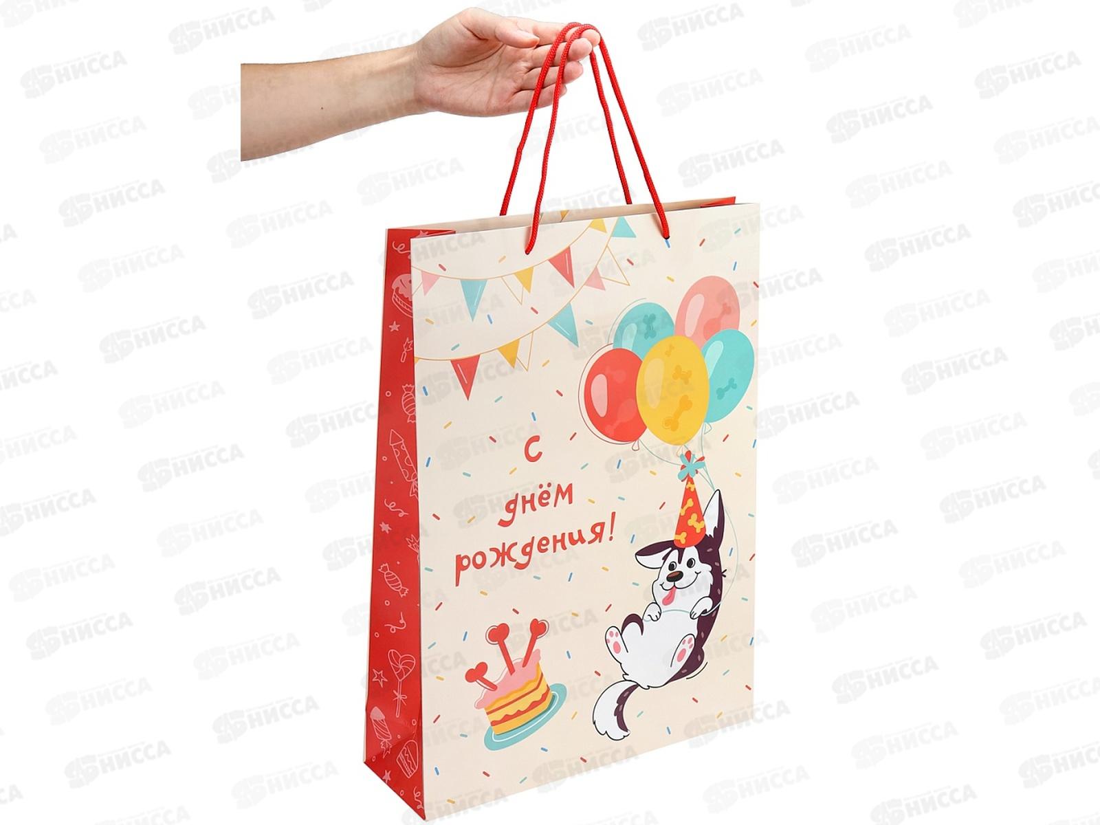 Пакет подарочный MI 32,4х44,5х10,2см Собачка в колпаке, ППК-2775 *12