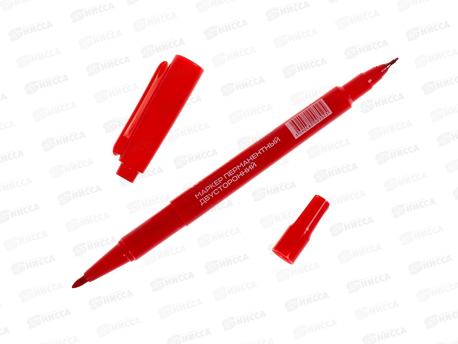 Маркер Workmate перман. двухст. красный, 0,5-1мм, 15-4838 *12/144