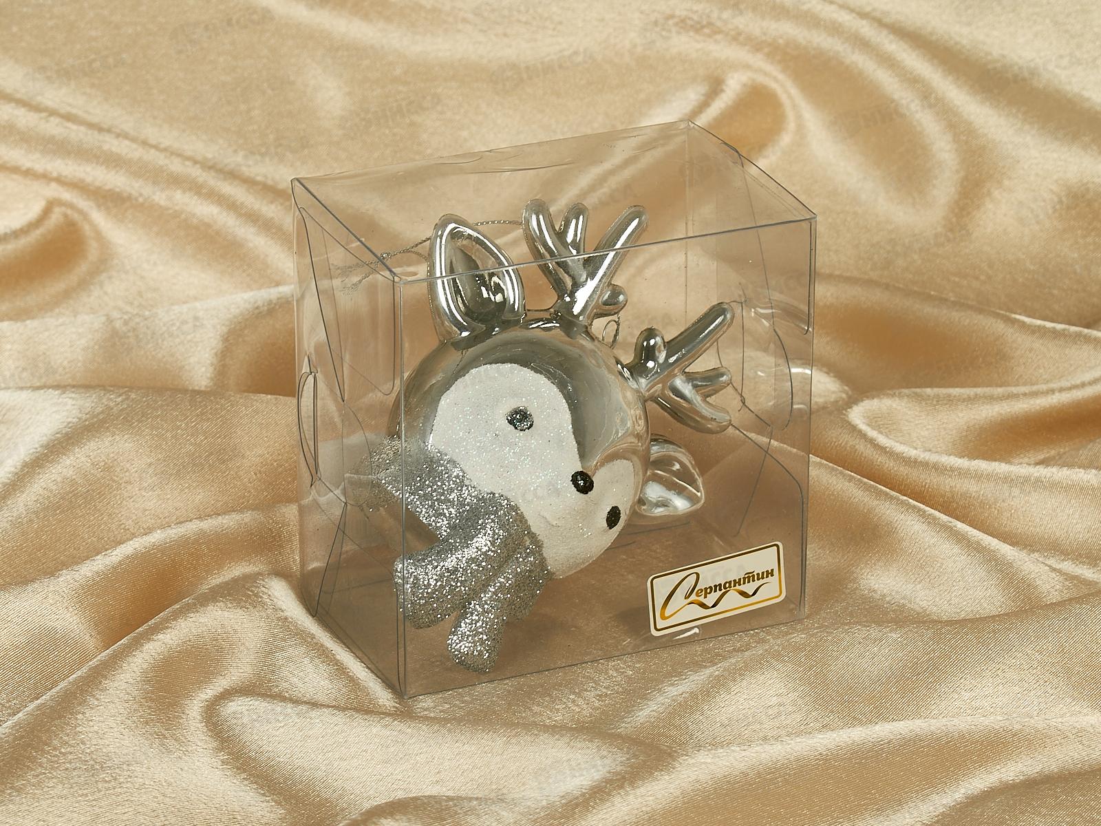 Елочная игрушка Новогодний олененок 7*10,5см серебро 916-1136