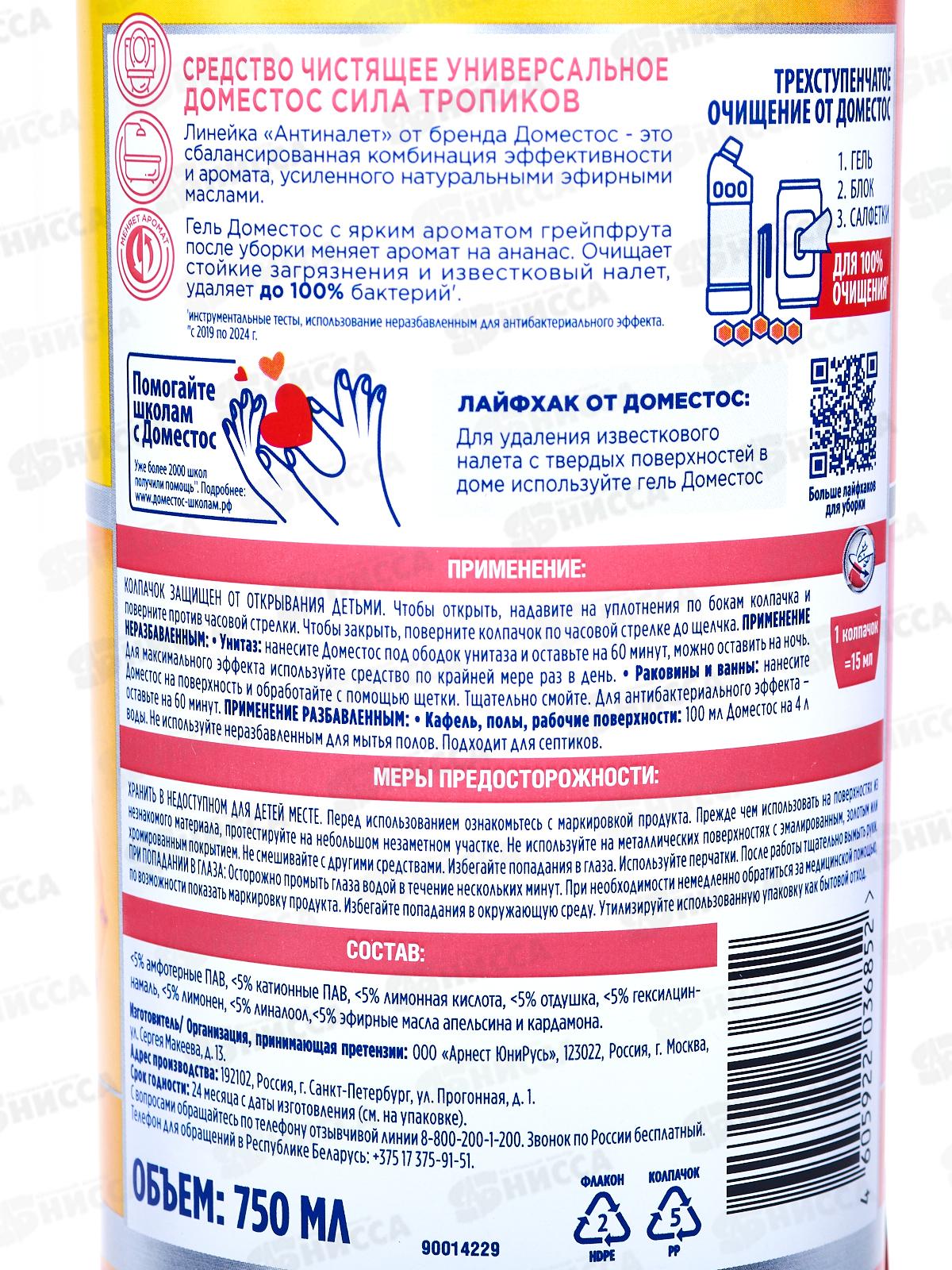 ДОМЕСТОС 750мл Сила тропиков *12