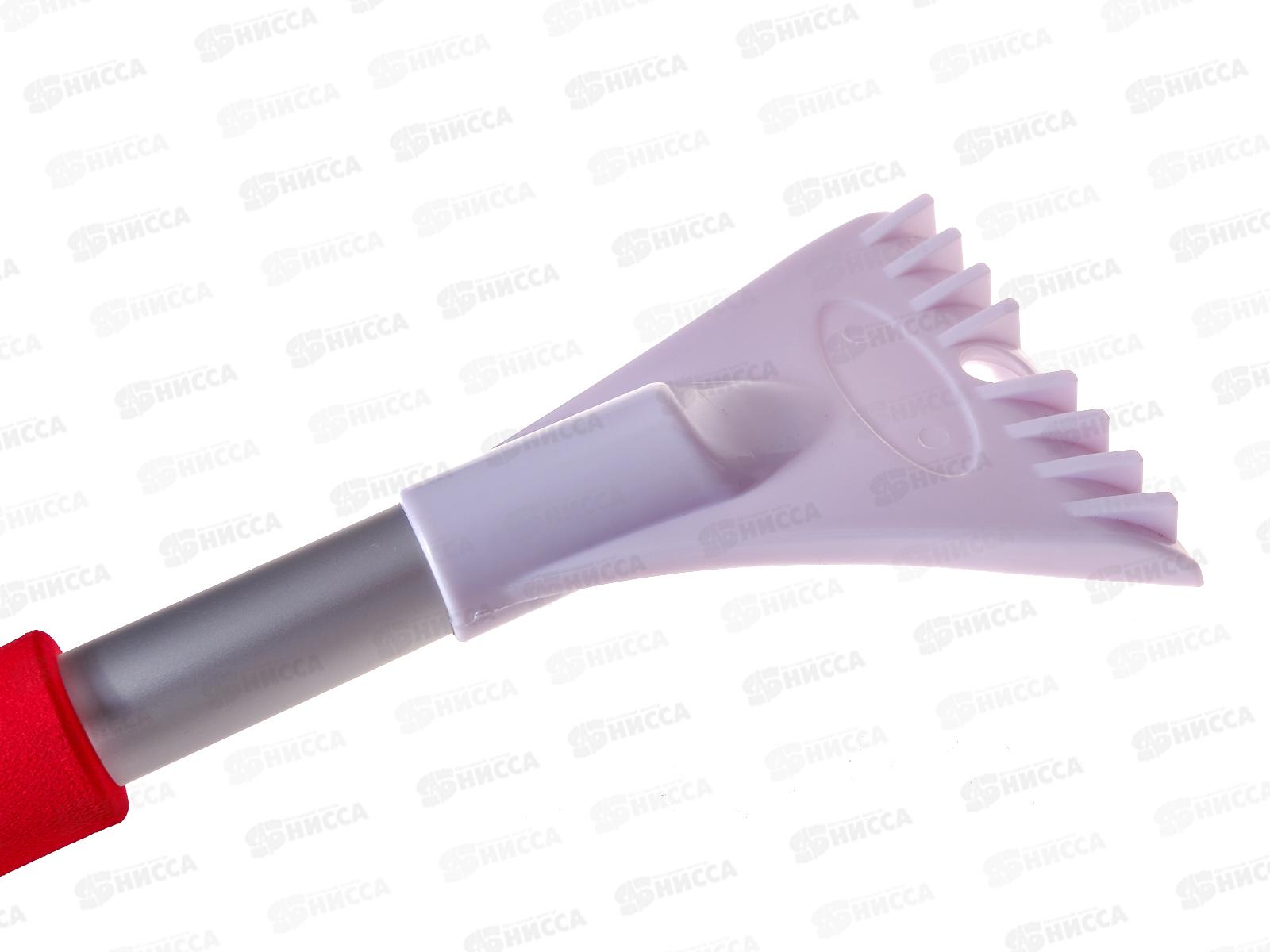 Щетка для снега телескопическая 79-100см со скребком мягкая щетина, ручка soft touch, поворотная