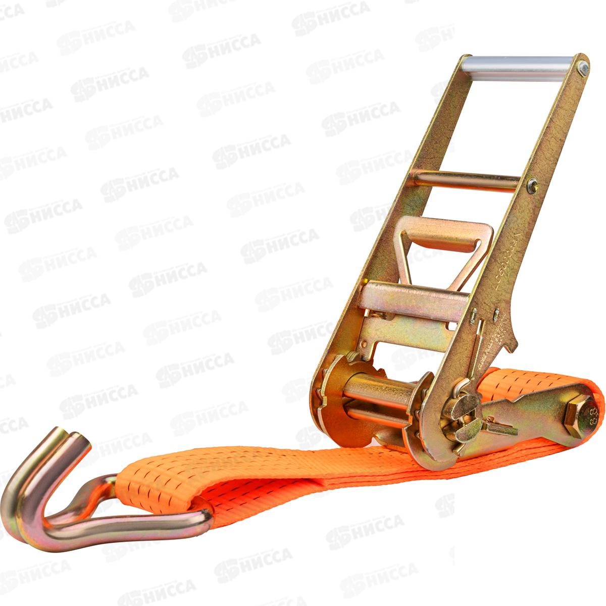 Стяжка груза 20,0т  6,0м SKYWAY STAFF 80мм оранжевый храповый механизм с крюками полиэстер