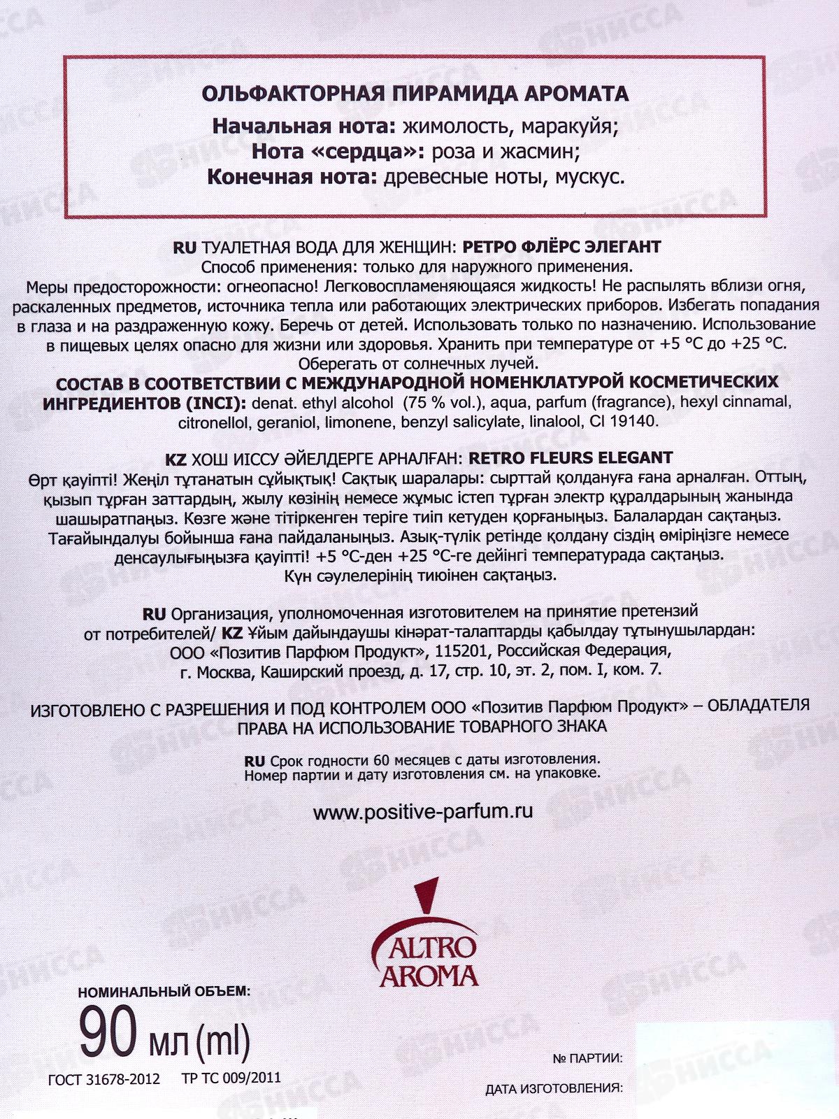 Retro Fleurs Elegant, 90мл т/в жен *20 М