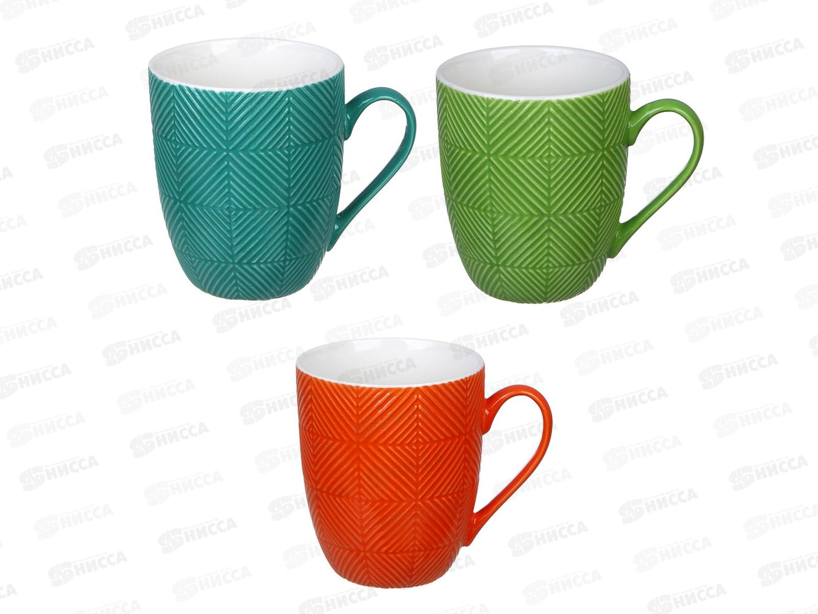 Кружка 380мл Квадрат, фарфор, 3 цвета, MILLIMI, 806-323   г