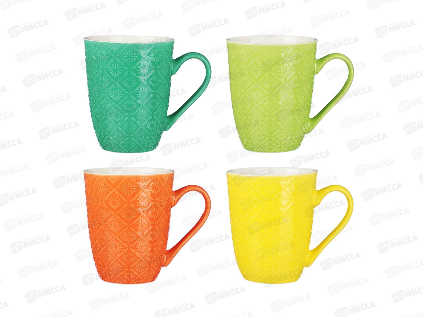 Кружка 380мл Ромб, фарфор, 4 цвета, MILLIMI, 806-342   г