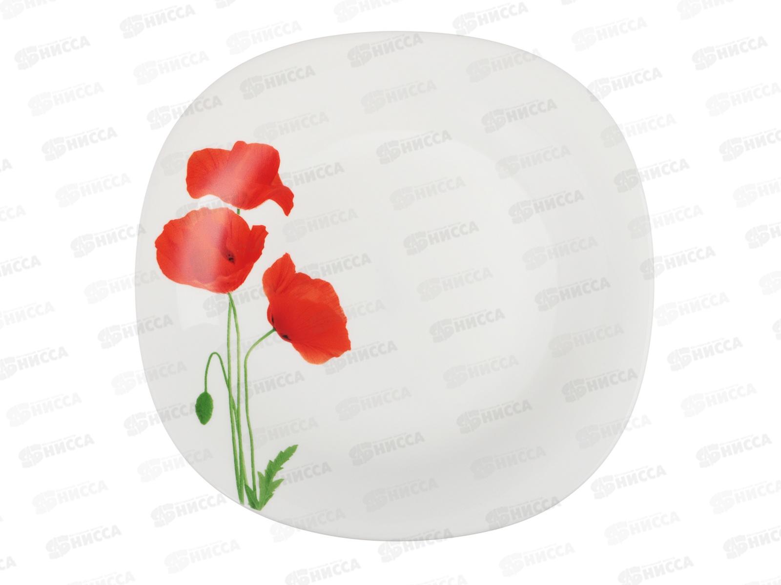 Тарелка десертная 21,5см, Маки, квадратная, MILLIMI, 818-308   г