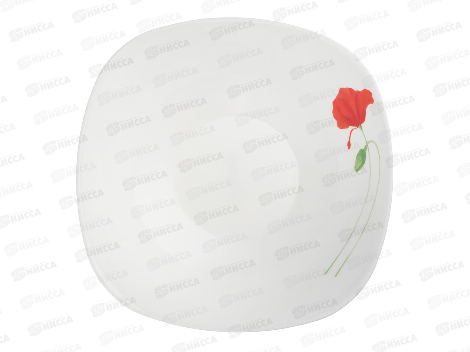 Салатник 770мл, Маки, квадратный, опаловое стекло, MILLIMI, 818-311 г