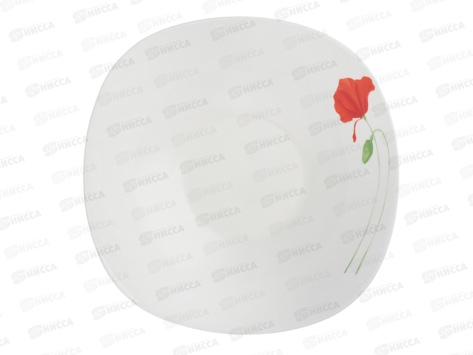 Салатник 1430мл, Маки, квадратный, опаловое стекло, MILLIMI, 818-314 г