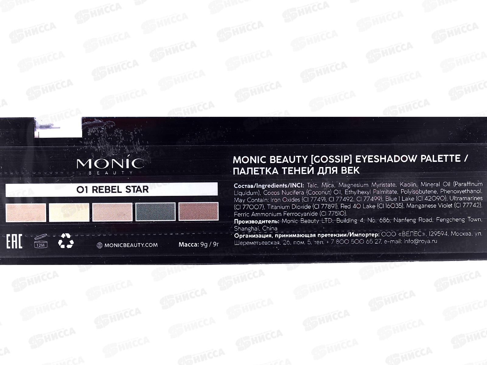 MONIC BEAUTY Палетка теней &quotGossip&quot тон 01 Rebel Star (*3*12)