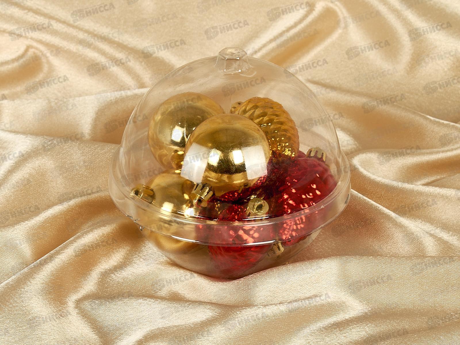 Набор украшений &quotДжоан&quot пласт. красно-золотой 9 шт 3,4см 6531990