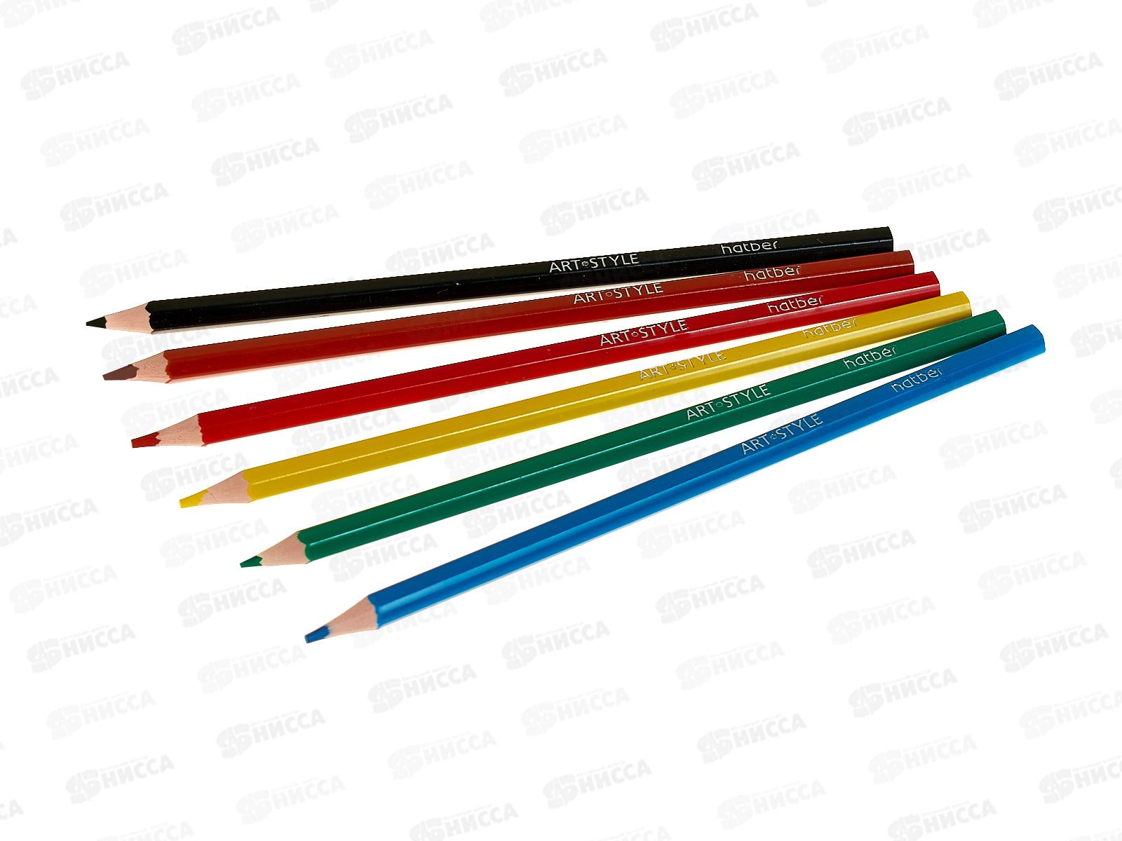 Карандаши  6цв Hatber ART-STYLE яркие пластиковые 090098 *24