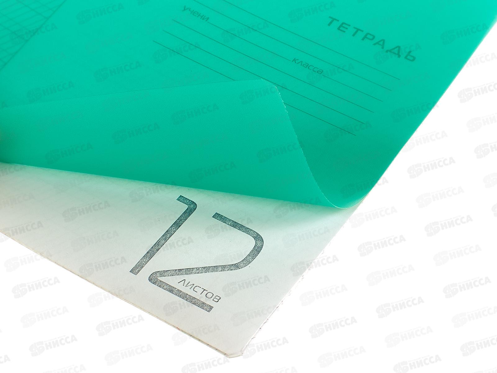 Тетрадь 12л частая кос.лин. Hatber офс. пласт.обл. зелен.,088438*10/140