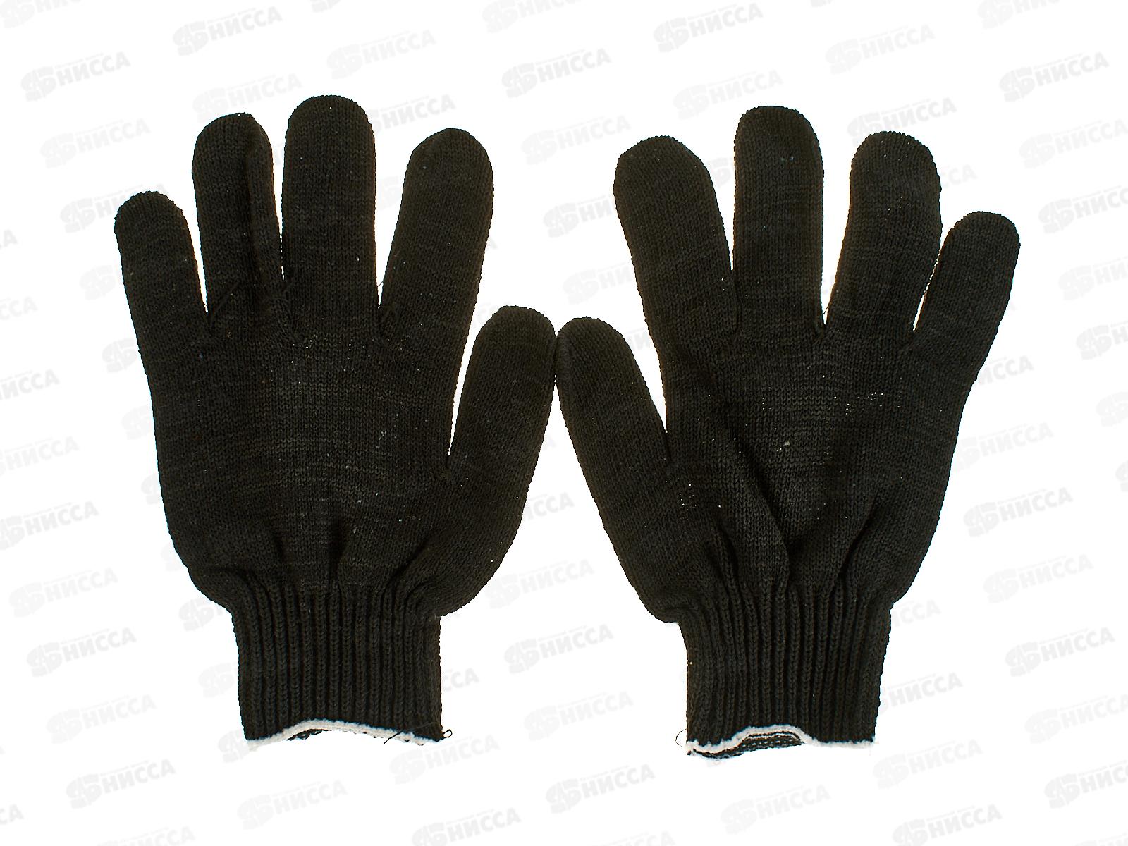 Перчатки хлопчатобумажные с ПВХ точка, черные, 6н, 10кл, од/овер, 10/300