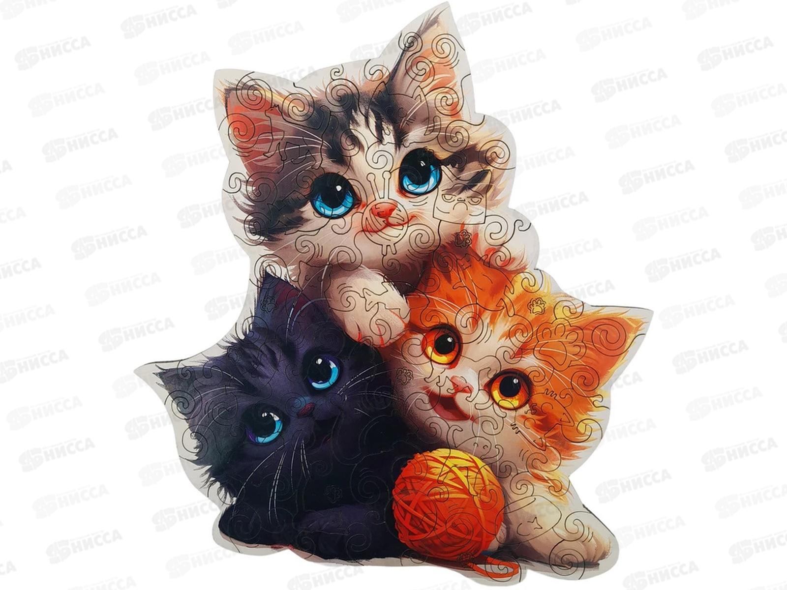 Пазл фигурный деревянный &quotОзорные котята&quot P-058