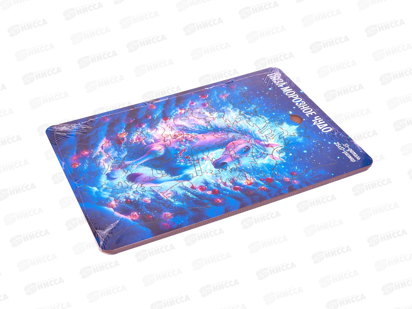 Пазл фигурный деревянный &quotМорозное чудо&quot в рамке, К-022