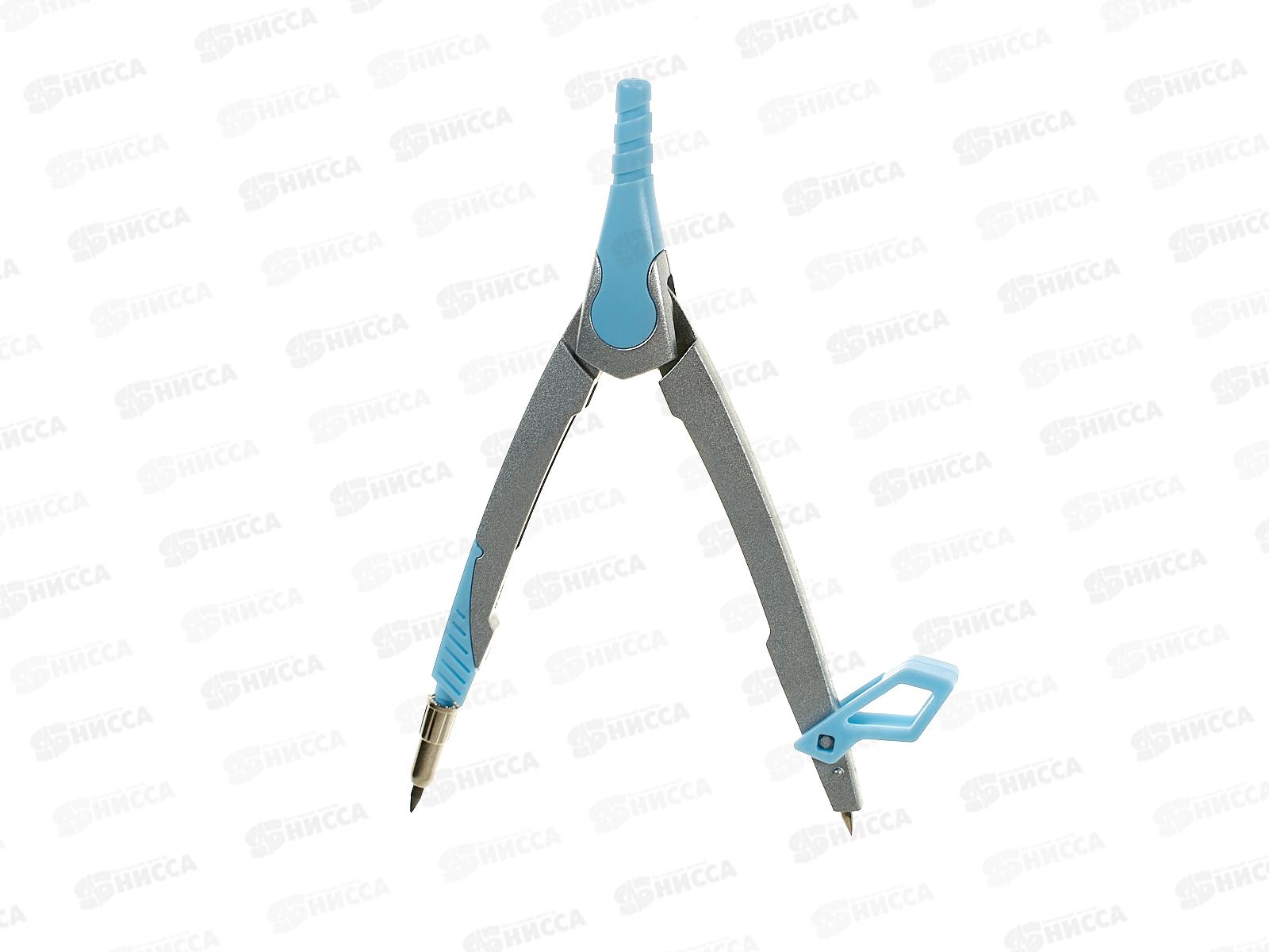 Готовальня Alingar 2пр., циркуль,пласт.фут.,голубой AL12484 *12