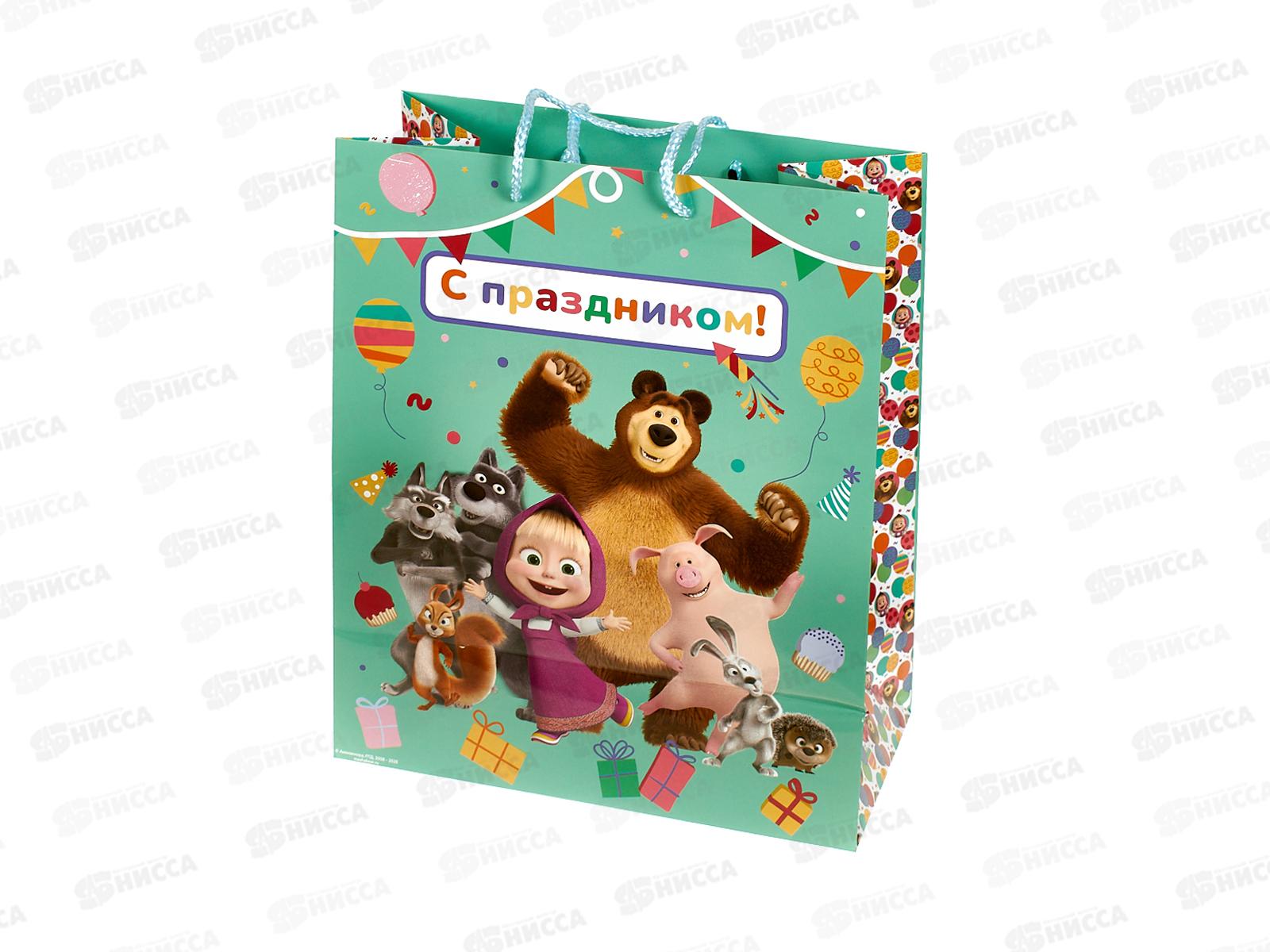 Пакет подарочный 26х32х14см l Глянцевый Маша и Медведь PL-100037-ММ*12
