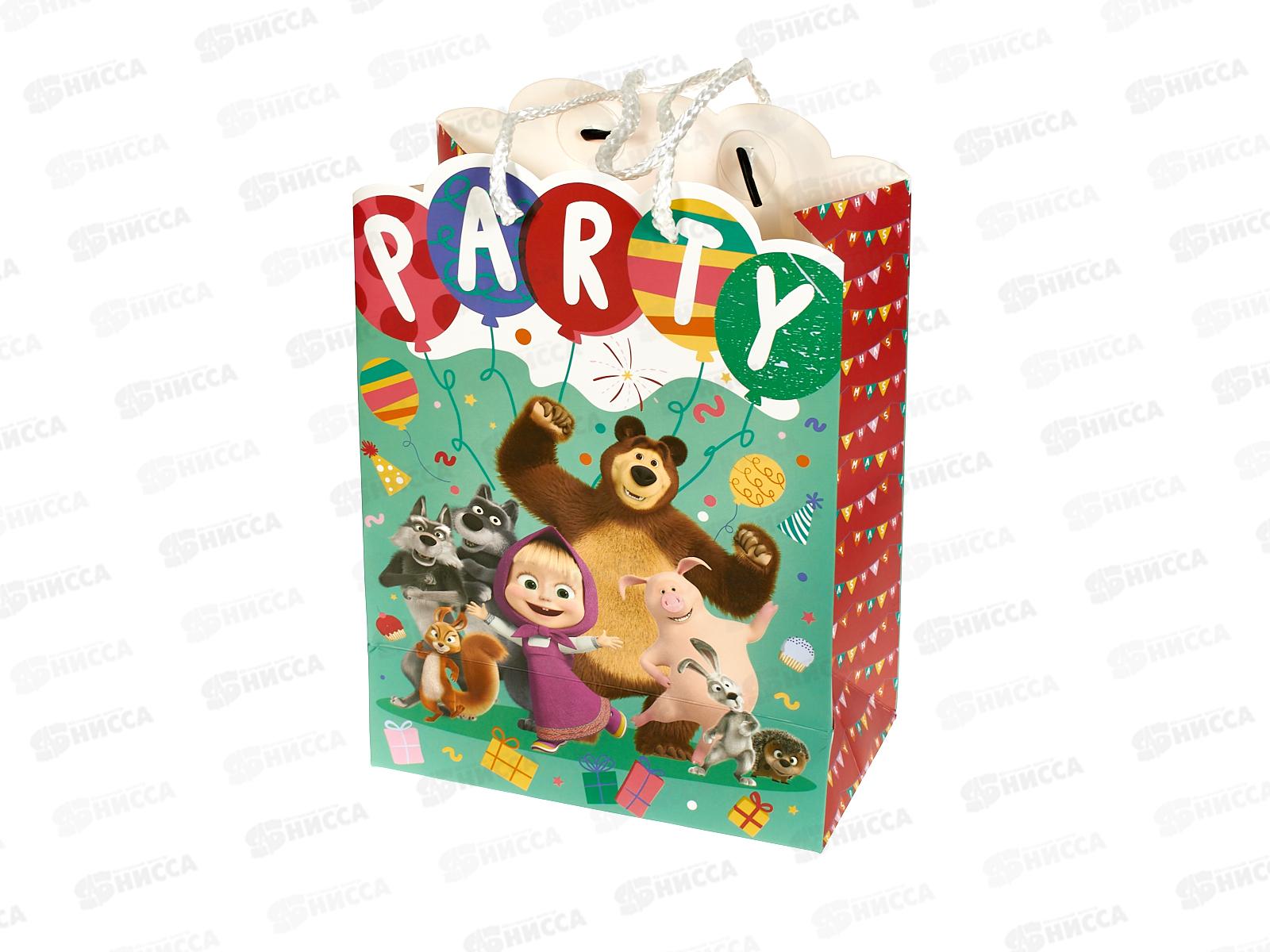 Пакет подарочный 18х23х10см вырубка Маша и Медведь, PМ-130079-ММ  *12