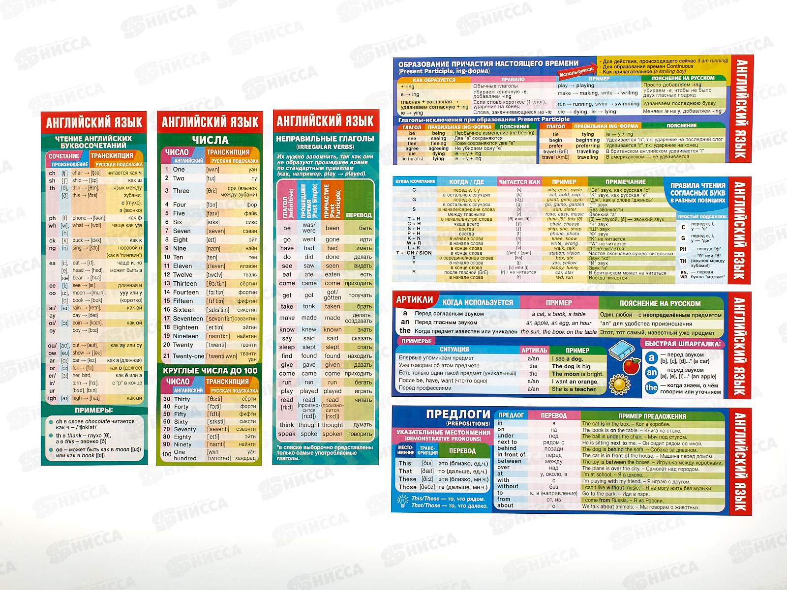 Закладка-шпаргалка ЛиС Английский язык, ЗШ-003  *50