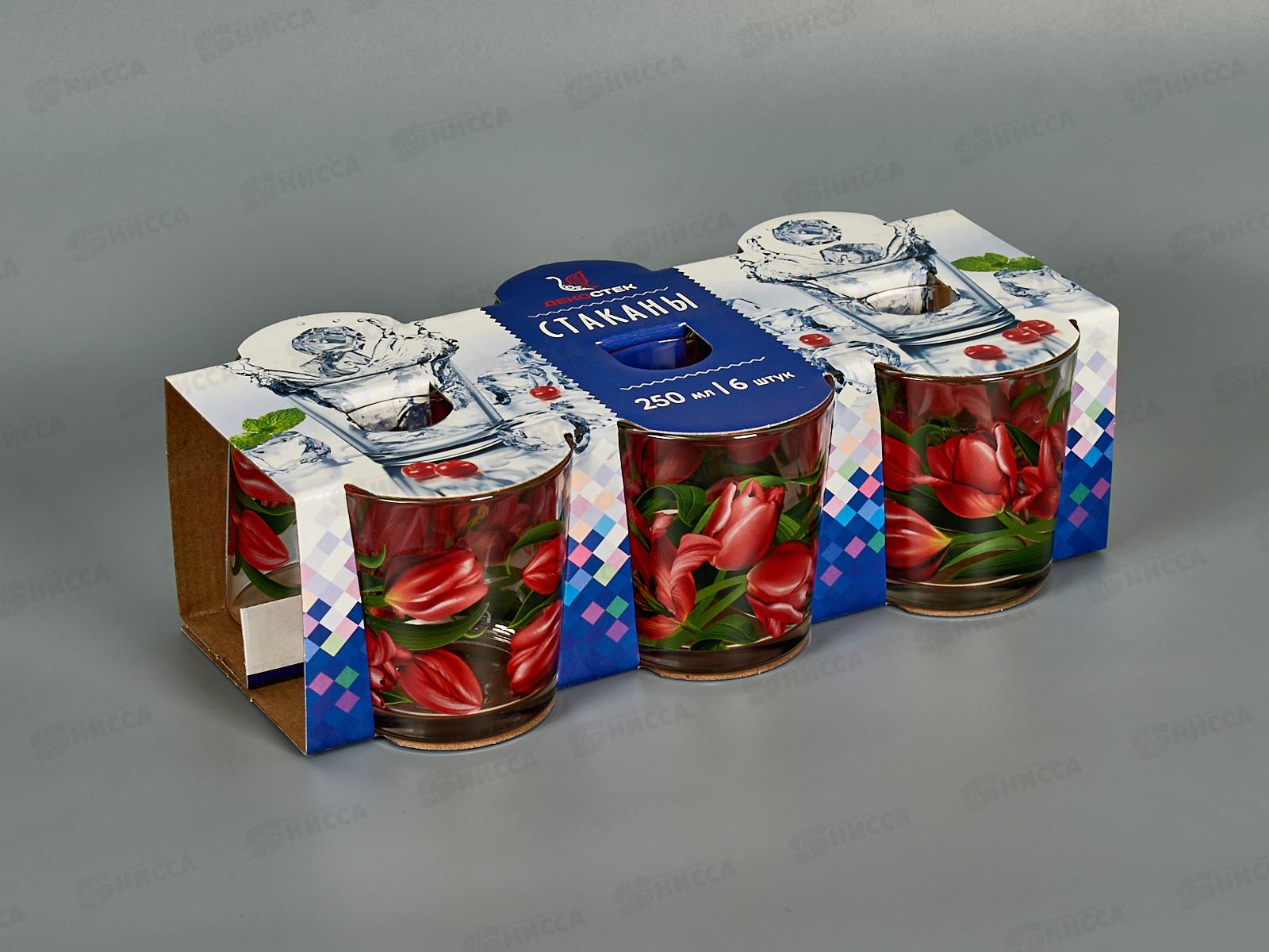 Набор стаканов 250мл 6шт 144-Д Тюльпаны круг *4