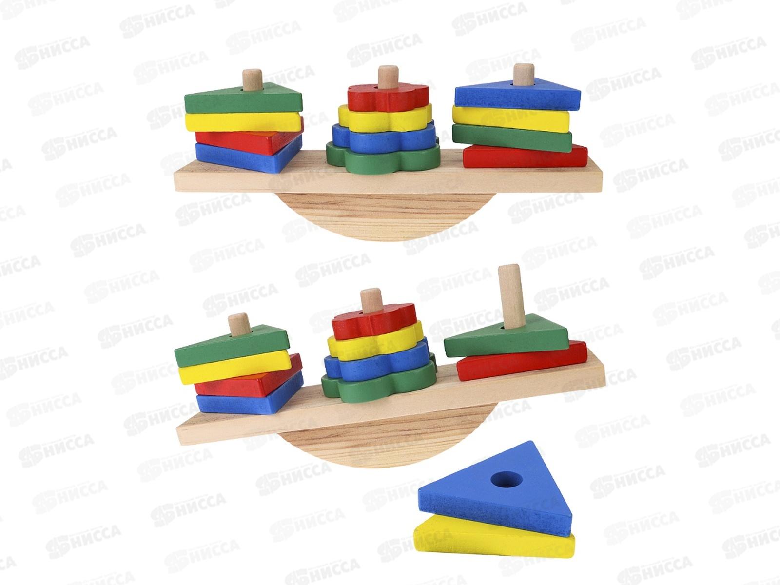 Деревянная игрушка. Пирамидка &quotФормы и баланс&quot, ИД-1047 в коробке