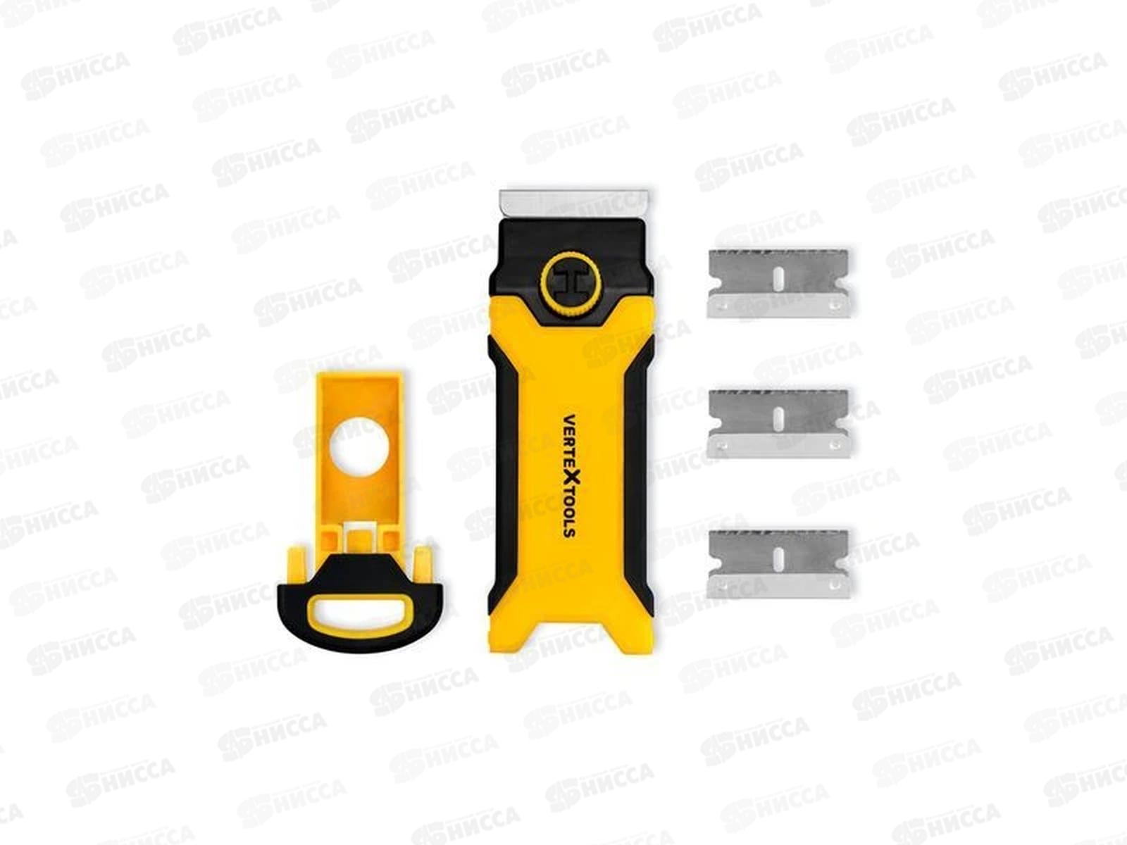 Скребок универсальный Vertextools Profi механизм быстрой замены, TPR/ABS, комплект 5 лезвия, 0029-18-5   *12