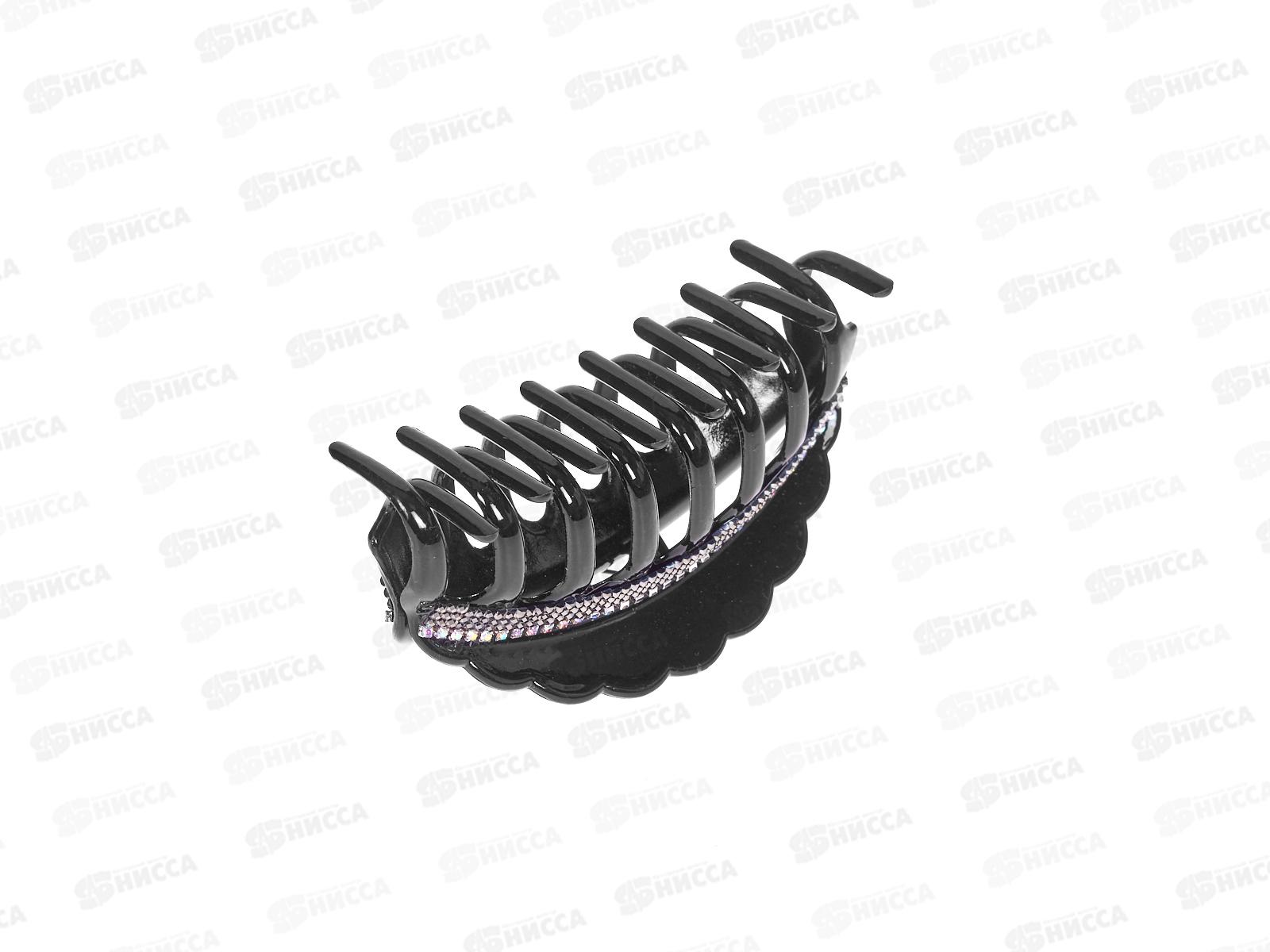 Краб пластик 10см &quotОвал&quot со стразами черный в асс №129