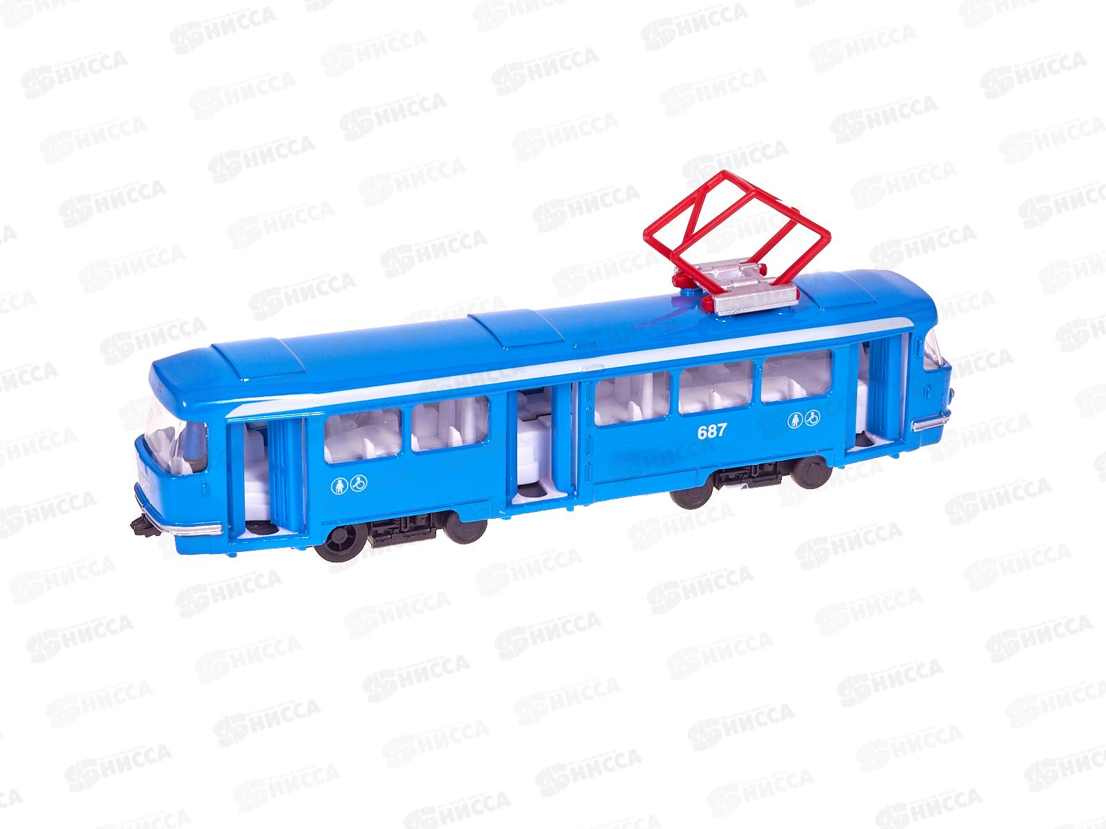 Трамвай СТ12-463-2-BL-WB &quotТЕХНОПАРК&quot металл 18см, инерц. в коробке