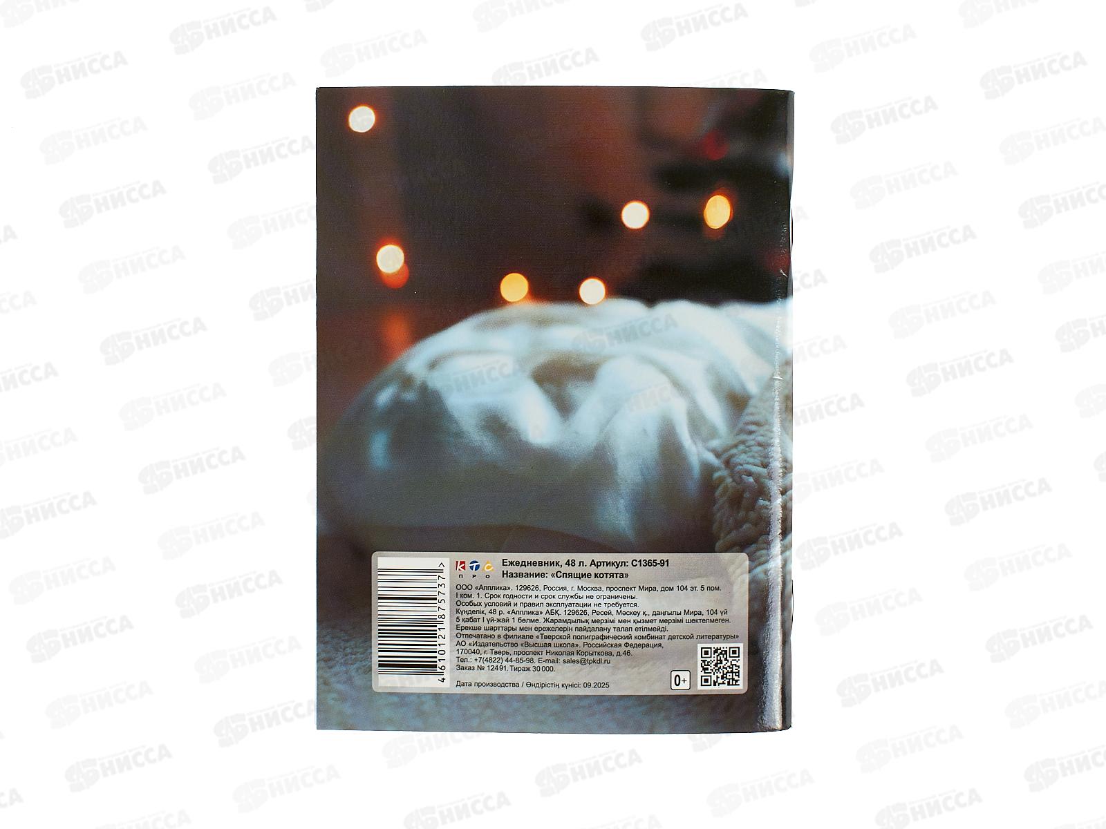 Ежедневник Апплика А6,48л ,Спящие котята ,1365-91*32