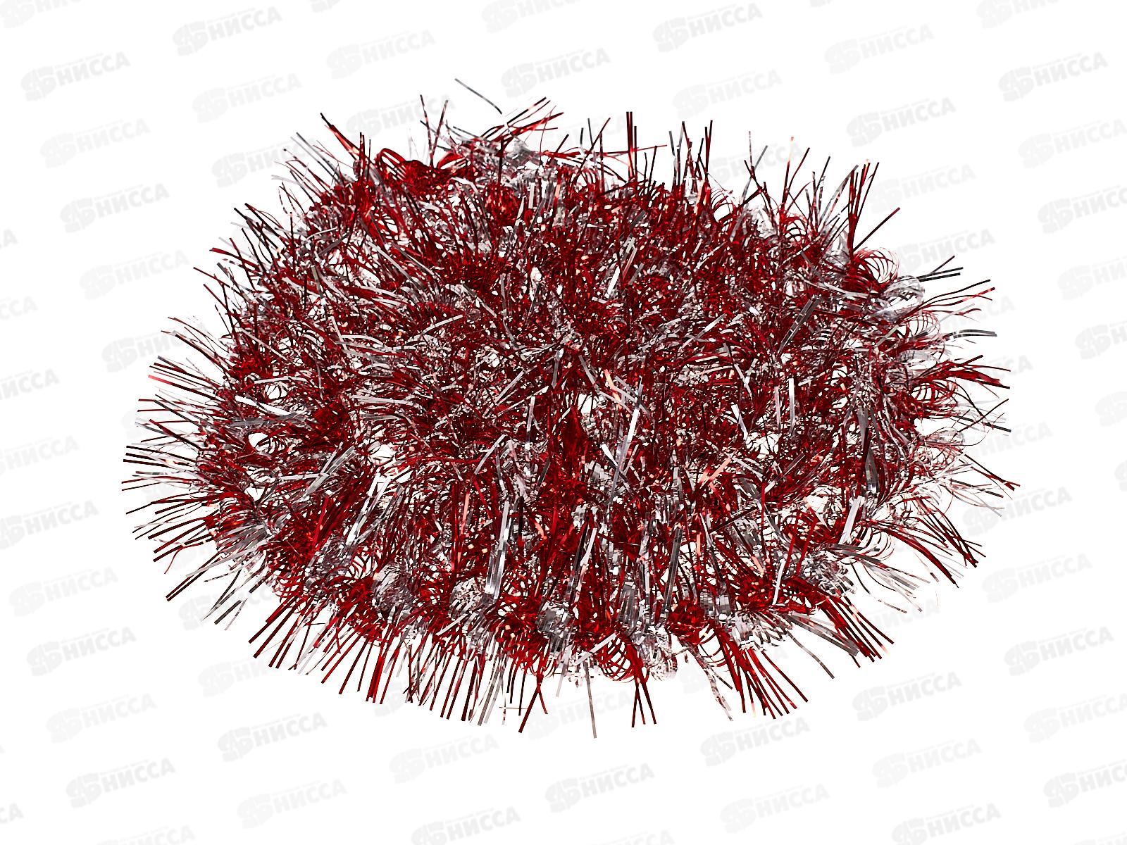 Мишура 002015 крученая с цветным кончиком люкс 9смх2м.красный-серебро AL-3342,*800