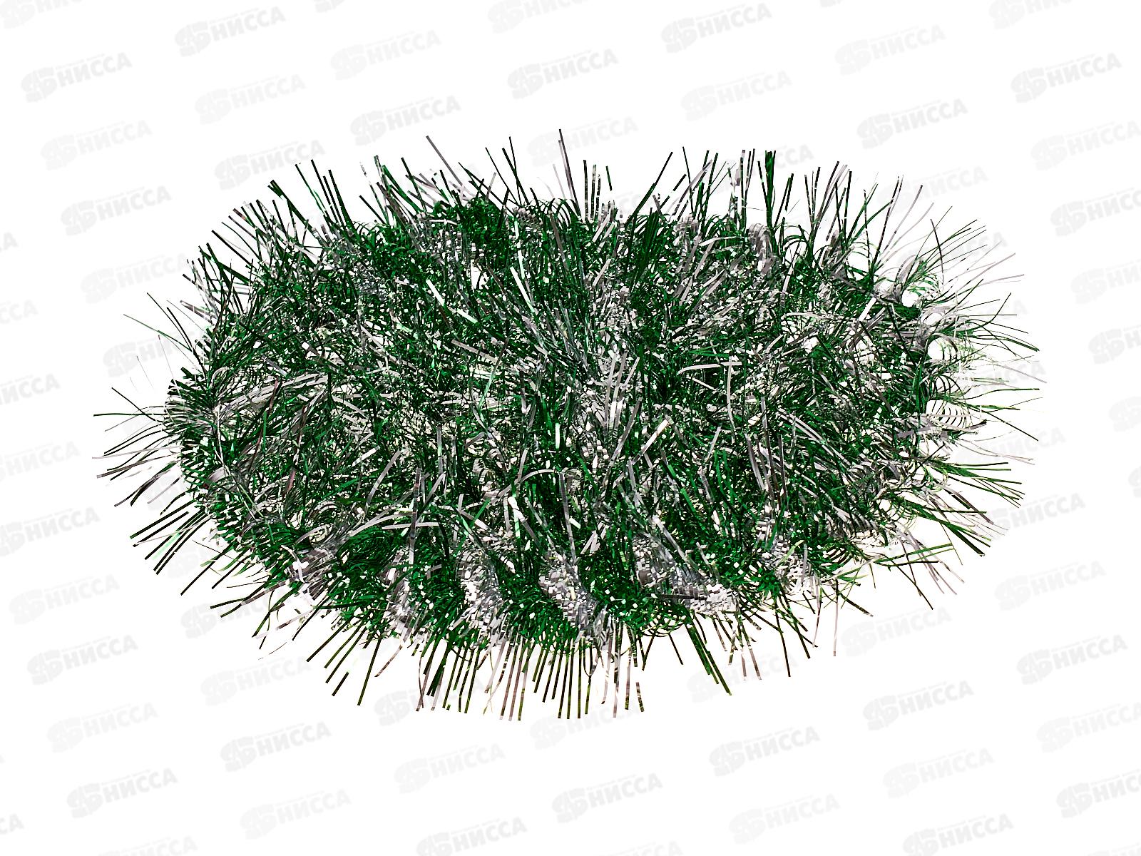 Мишура 002015 крученая с цветным кончиком, люкс 9смх2м.зеленый-серебро AL-3342,*800