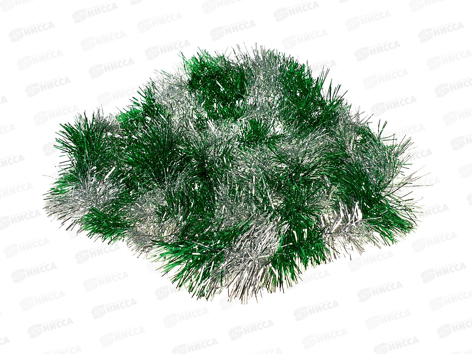 Мишура 002015 парабола разноцветная  9см х 2м зеленый/серебро, AL-3328 *400