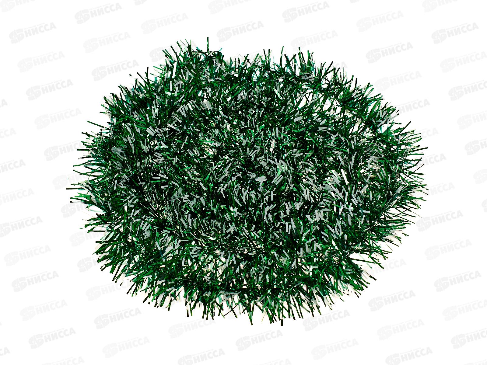 Мишура 002015змейка с белыми кон. 5см х 2м.зелено-белый AL-3343,*800